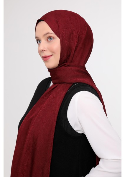 Bordo Hologram Desen Jakarlı Janjan Şal modelleri