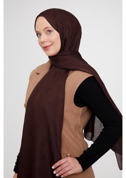 Acı Kahve Hologram Desen Jakarlı Janjan Şal fiyatları