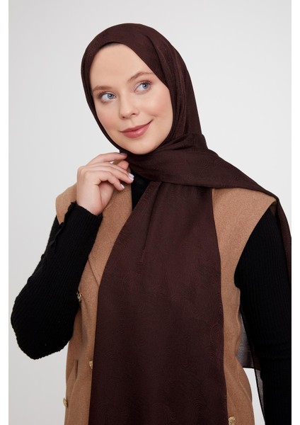 Acı Kahve Hologram Desen Jakarlı Janjan Şal modelleri