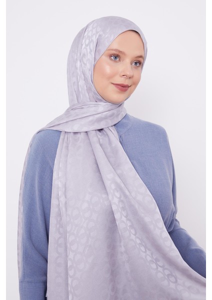 Gümüş Halka Desen Jakarlı Janjan şal