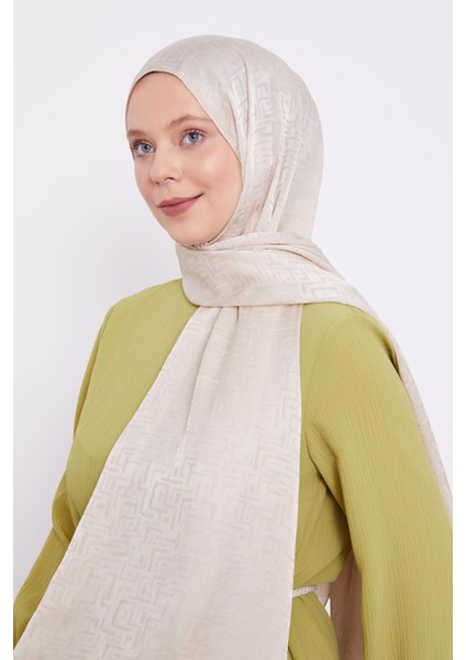 Krem Labirent Desen Jakarlı Janjan Şal fiyatları