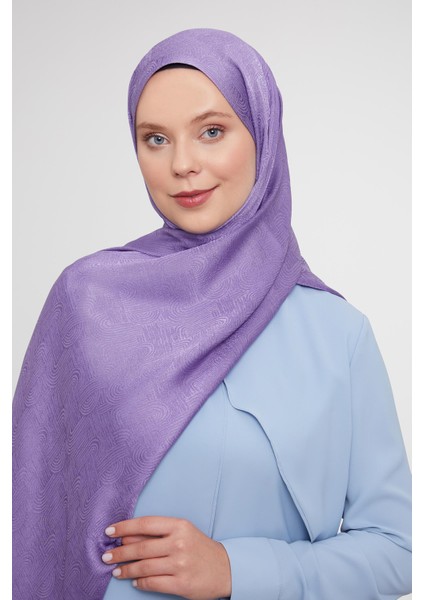 Mor Hologram Desen Jakarlı Janjan Şal