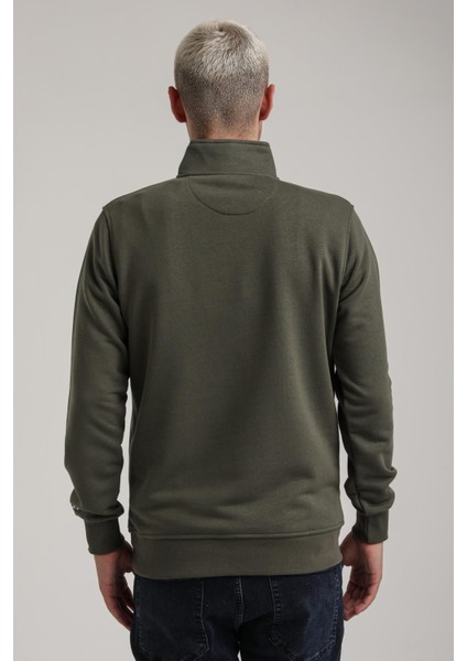 Dik Yaka Haki Slim Fit Sweatshirt 24FWM60198 fiyatları