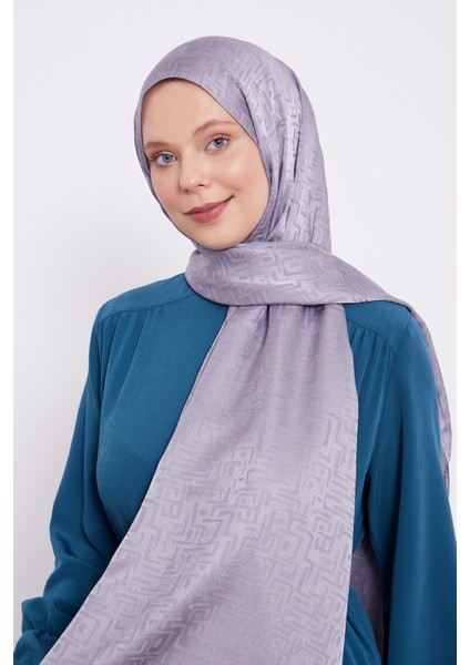 Gümüş Labirent Desen Jakarlı Janjan Şal