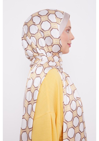 Krem Altıgen Desen Angel Şal modelleri