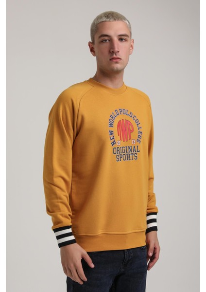 Bisiklet Yaka Ekru Slim Fit Sweatshirt 24FWM60187