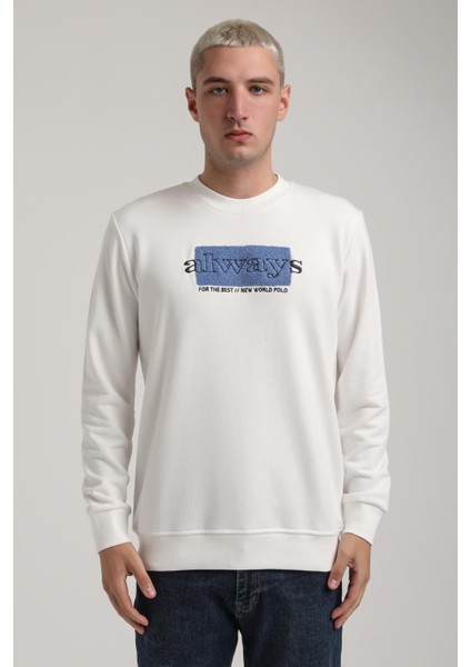 Bisiklet Yaka Lacivert Slim Fit Sweatshirt 24FWM60201