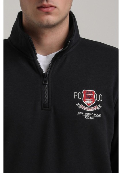 Dik Yaka Lacivert Slim Fit Sweatshirt 24FWM60198 fiyatları