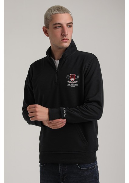 Dik Yaka Lacivert Slim Fit Sweatshirt 24FWM60198 fırsatları