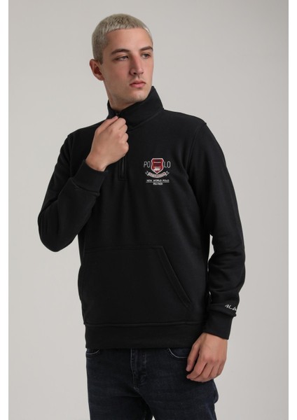 Dik Yaka Lacivert Slim Fit Sweatshirt 24FWM60198 indirimleri