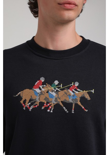 Bisiklet Yaka Lacivert Regular Custom Sweatshirt 23FWM60144 fırsatları