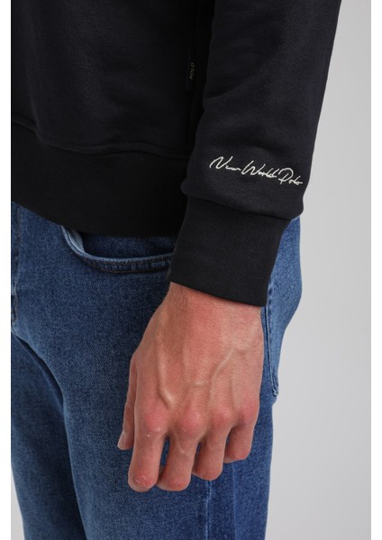 Bisiklet Yaka Lacivert Regular Custom Sweatshirt 23FWM60144 indirimleri