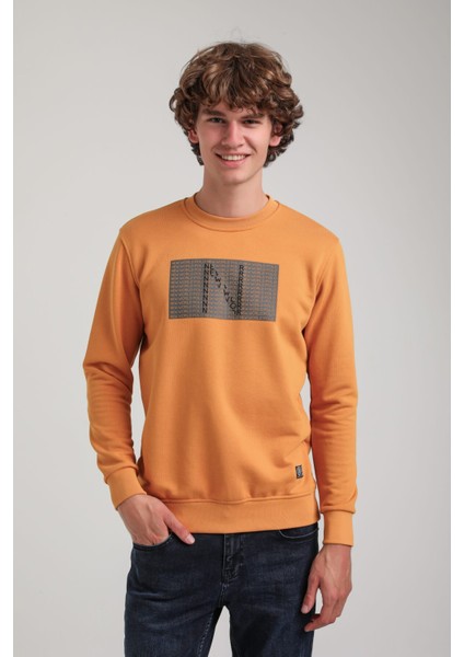 Bisiklet Yaka Lacivert Slim Fit Sweatshirt 23FWM60152