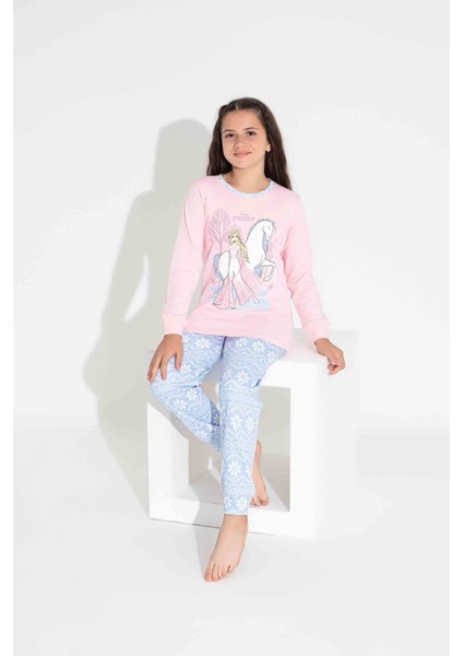 Tarp Pembe Mavili Frouzenli Interlok Kız Çocuk Pijama Takımı 3-11 Yaş 2729-2730-PM fiyatları