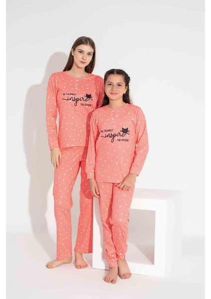 Tarp Somon Yıldızlı Interlok Kız Çocuk Pijama Takımı 6-15 Yaş 2721-2722-S