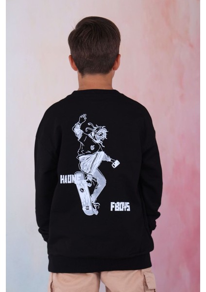 Black Naruto 2ip Erkek Çocuk Sweatshirt Siyah 7-16 Yaş DEFNE037-S fiyatları