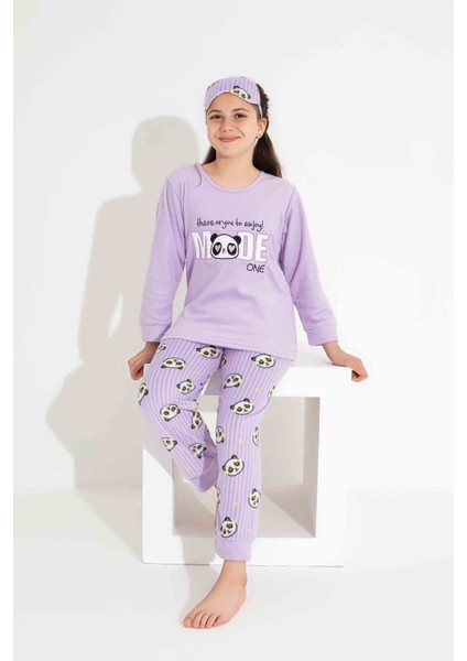 Tarp Lila Ayıcıklı Polar Kız Çocuk Pijama Takımı 4-15 Yaş 2713-2714-2715-L