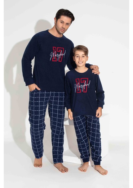 Tarp Lacivert Polar Erkek Çocuk Pijama Takımı 7-15 Yaş 3757-3758-L