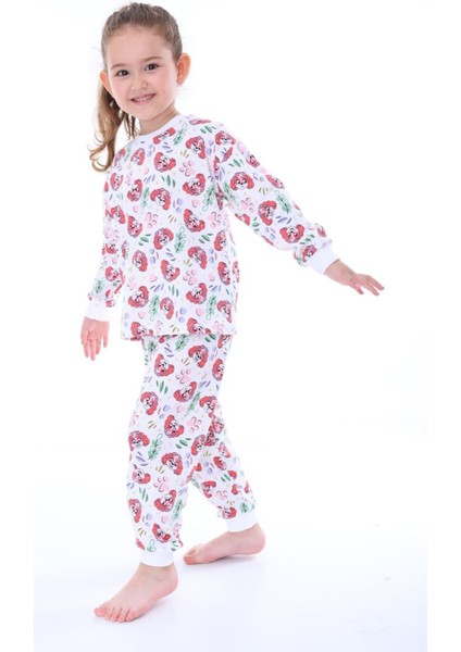 Isob Ekru Paw Petrol Desenli %100 Pamuk Kız Çocuk Pijama Takımı 3-8 Yaş 31206-E