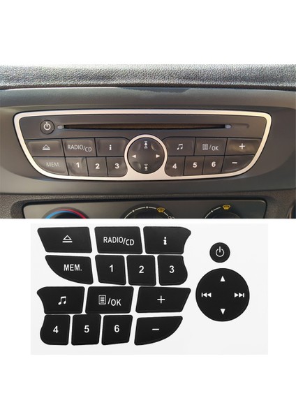 Araba Düğmesi Tamir Çıkartmaları CD Radyo Ses Düğmesi Onarım Çıkartmaları Çıkartmalar Renault Clio ve Megane 2009-2011 Için Twingo (Yurt Dışından)