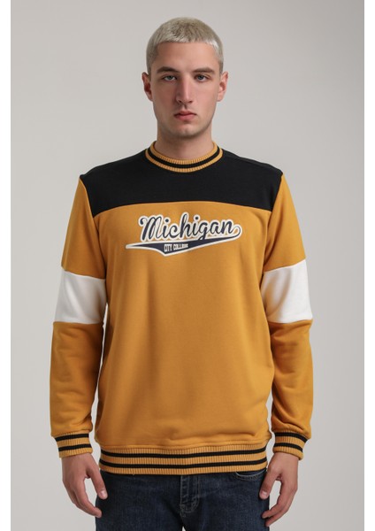 Bisiklet Yaka Lacivert Slim Fit Sweatshirt 24FWM60192