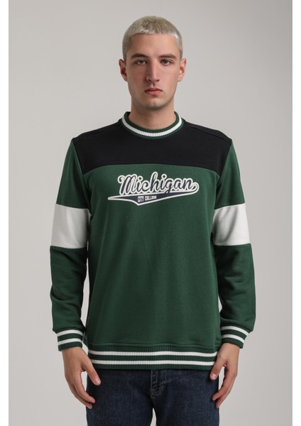 Bisiklet Yaka Lacivert Slim Fit Sweatshirt 24FWM60192