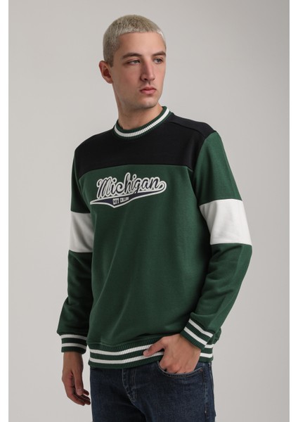 Bisiklet Yaka Lacivert Slim Fit Sweatshirt 24FWM60192 modelleri