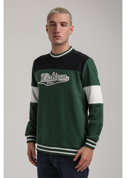 Bisiklet Yaka Lacivert Slim Fit Sweatshirt 24FWM60192 indirimleri