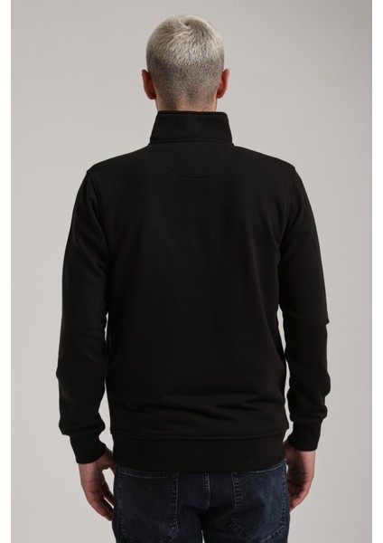 Dik Yaka Siyah Slim Fit Sweatshirt 24FWM60198 fırsatları