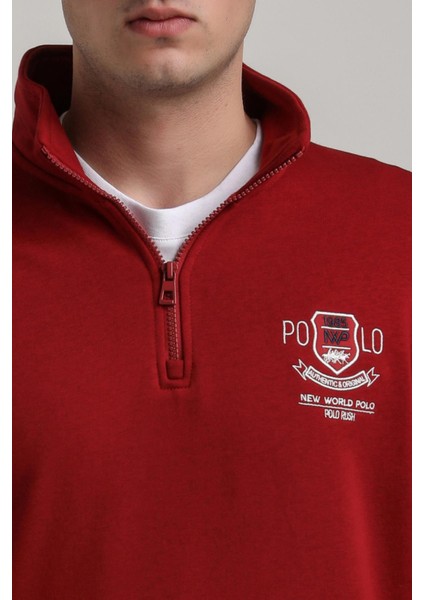 Dik Yaka Bordo Slim Fit Sweatshirt 24FWM60198 fiyatları