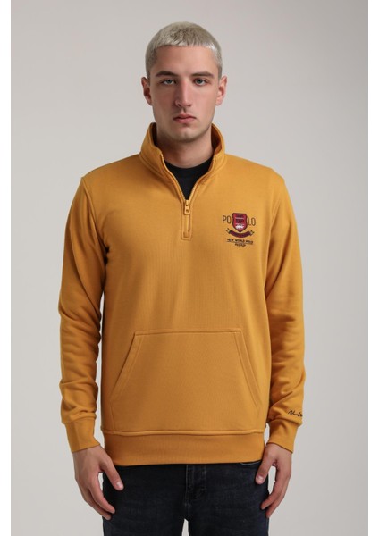 Dik Yaka Hardal Slim Fit Sweatshirt 24FWM60198