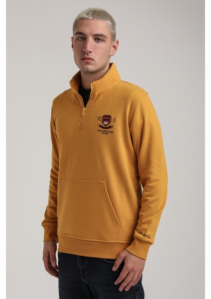 Dik Yaka Hardal Slim Fit Sweatshirt 24FWM60198 fiyatları