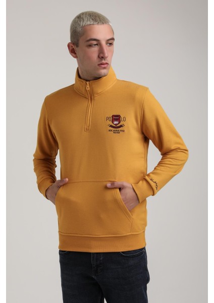 Dik Yaka Hardal Slim Fit Sweatshirt 24FWM60198 indirimleri