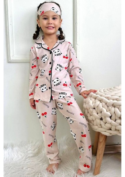 Pjkö Ayıcık Desenli Pembe Uzun Kollu Önden Düğmeli Kız Çocuk Pijama Takımı 4-12 Yaş 715U