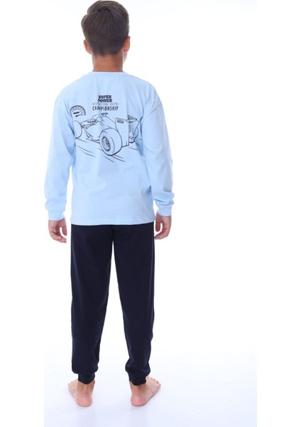 Isob Mavi Atv Desenli %100 Pamuk Erkek Çocuk Pijama Takımı 8-13 Yaş 36203-M