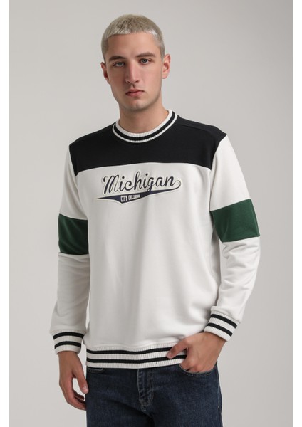 Bisiklet Yaka Lacivert Slim Fit Sweatshirt 24FWM60192