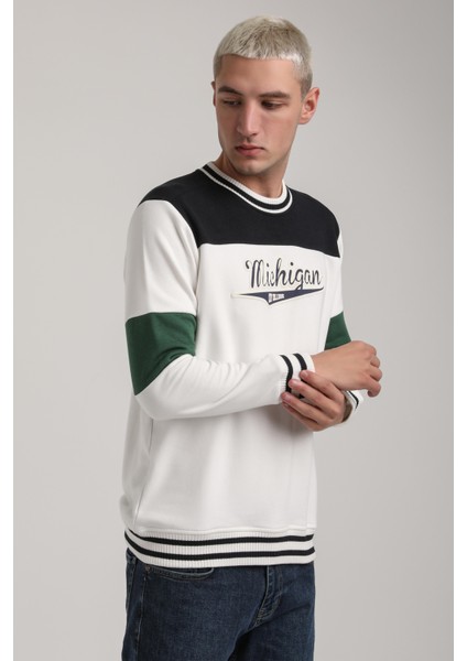 Bisiklet Yaka Lacivert Slim Fit Sweatshirt 24FWM60192 fiyatları