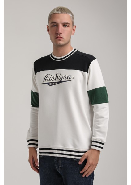 Bisiklet Yaka Lacivert Slim Fit Sweatshirt 24FWM60192 indirimleri