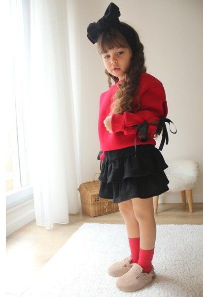 Kız Çocuk Fiyonk Detaylı Etekli Alt Üst Takım Kız Çocuk Takım Etek Sweat Takım fiyatları