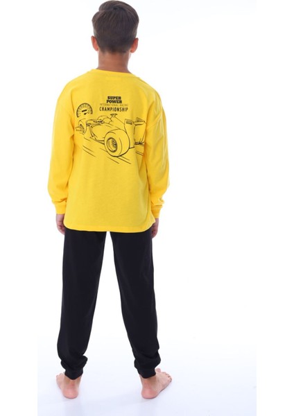 Isob Sarı Atv Desenli %100 Pamuk Erkek Çocuk Pijama Takımı 8-13 Yaş 36203-S