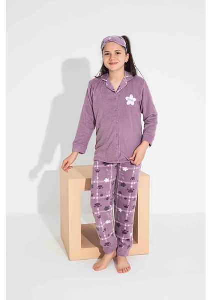 Tarp Lila Önden Düğmeli Polar Kız Çocuk Pijama Takımı 4-15 Yaş 2700-2701-2702-L fiyatları
