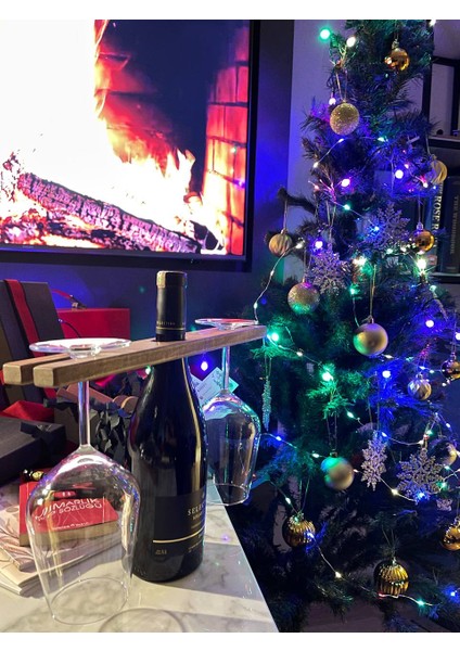 Masif Ceviz Ağacından El Yapımı Kadeh Veşarap Tutucu