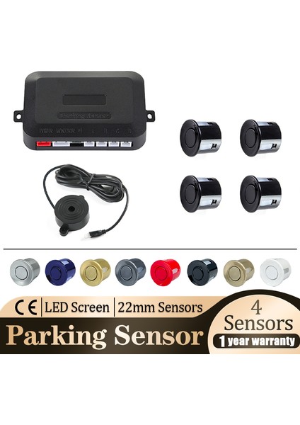 Kırmızı Park Sensörü Kiti Buzzer 22MM 4 Sensör Geri Yedekleme Radarı Sesli Uyarı Göstergesi Prob Sistemi 8 Renk 12V (Yurt Dışından)