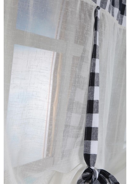 Naturel Potlu Ekose Tül Perde Retro 160X200 cm Siyah indirimleri