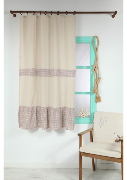 Naturel Perde Kornişli Vintage Kahve 200X185 cm