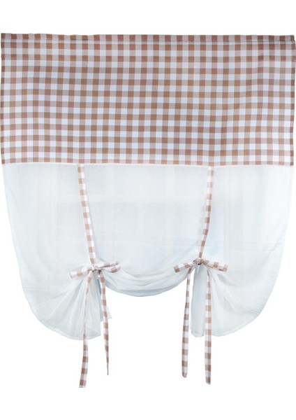 Naturel Potlu Ekose Tül Perde Retro fiyatları