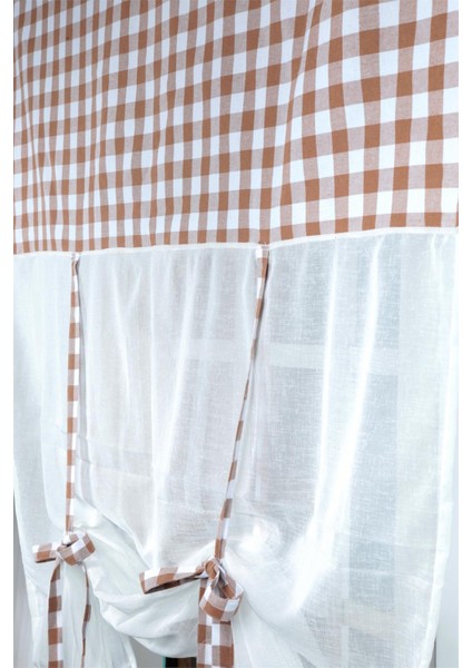 Naturel Potlu Ekose Tül Perde Retro fırsatları