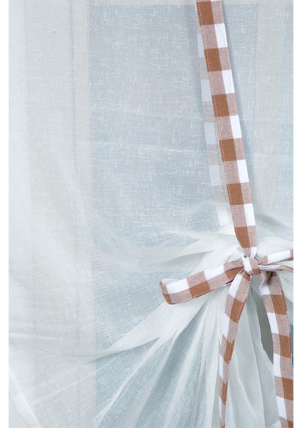 Naturel Potlu Ekose Tül Perde Retro indirimleri