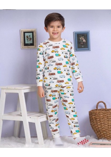 *elmp Otobüs Desen %100 Pamuk Erkek Çocuk Pijama Takımı 1-9 Yaş 3004