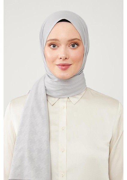 A.Gümüş Jakarlı Puzzle Desen Elegance Şal